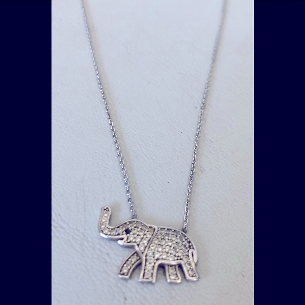 Elephant , Trunk Up, Silver Necklace